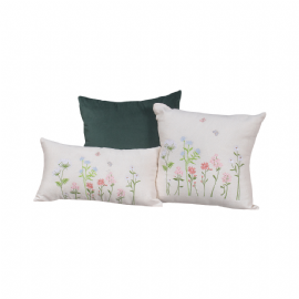KIT 3 ALMOFADAS BORDADO JARDIM VERDE SPAZZIO