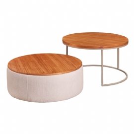 MESA DE CENTRO CHICAGO MEIA LUA COM PUFF VIRGINIA SPAZZIO