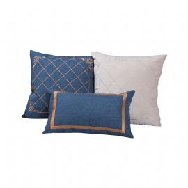 KIT 3 ALMOFADAS BORDADO EXCLUSIVO AZUL SPAZZIO