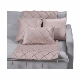 KIT MANTA DECORATIVA VELUDO ROSE COM 3 ALMOFADAS CHEIAS SPAZZIO